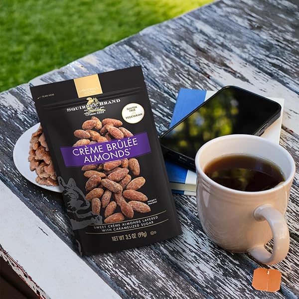 SQUIRREL BRAND CRÈME BRULEE ALMONDS, 3.5 OZ RESEALABLE BAG
