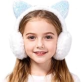 ZGDG Unicorn Earmuffs Foldable Warm Soft Plush Ear Cover with Cute Cat Ears Outdoor Winter Ear Warmers for Girls Kids Teens