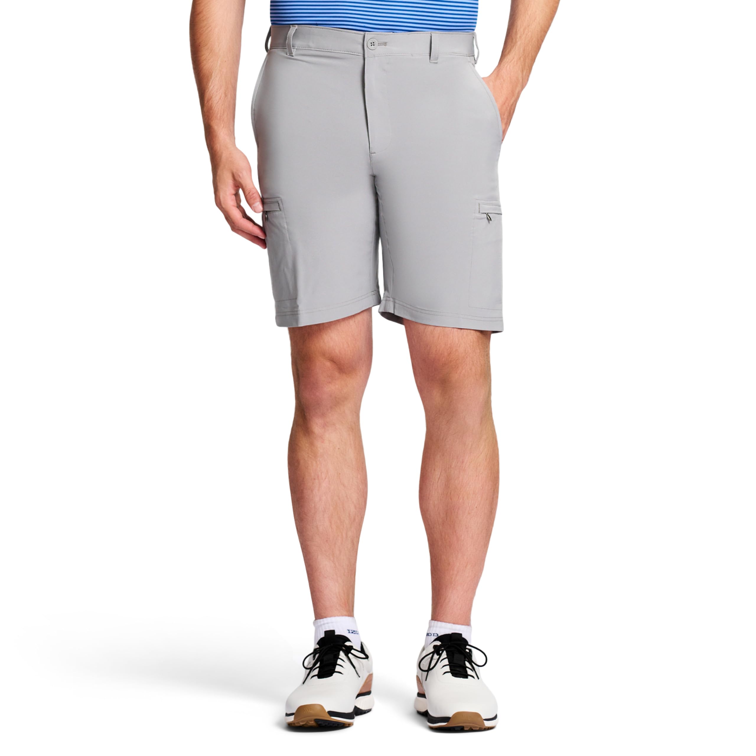 Izod Men’s Golf Swing Flex Stretch Cargo Short, Cinderblock Grey, 42