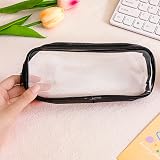 CHEERYMAGIC Clear Pencil Case Large Capacity PVC Zippered Bag Black view 3