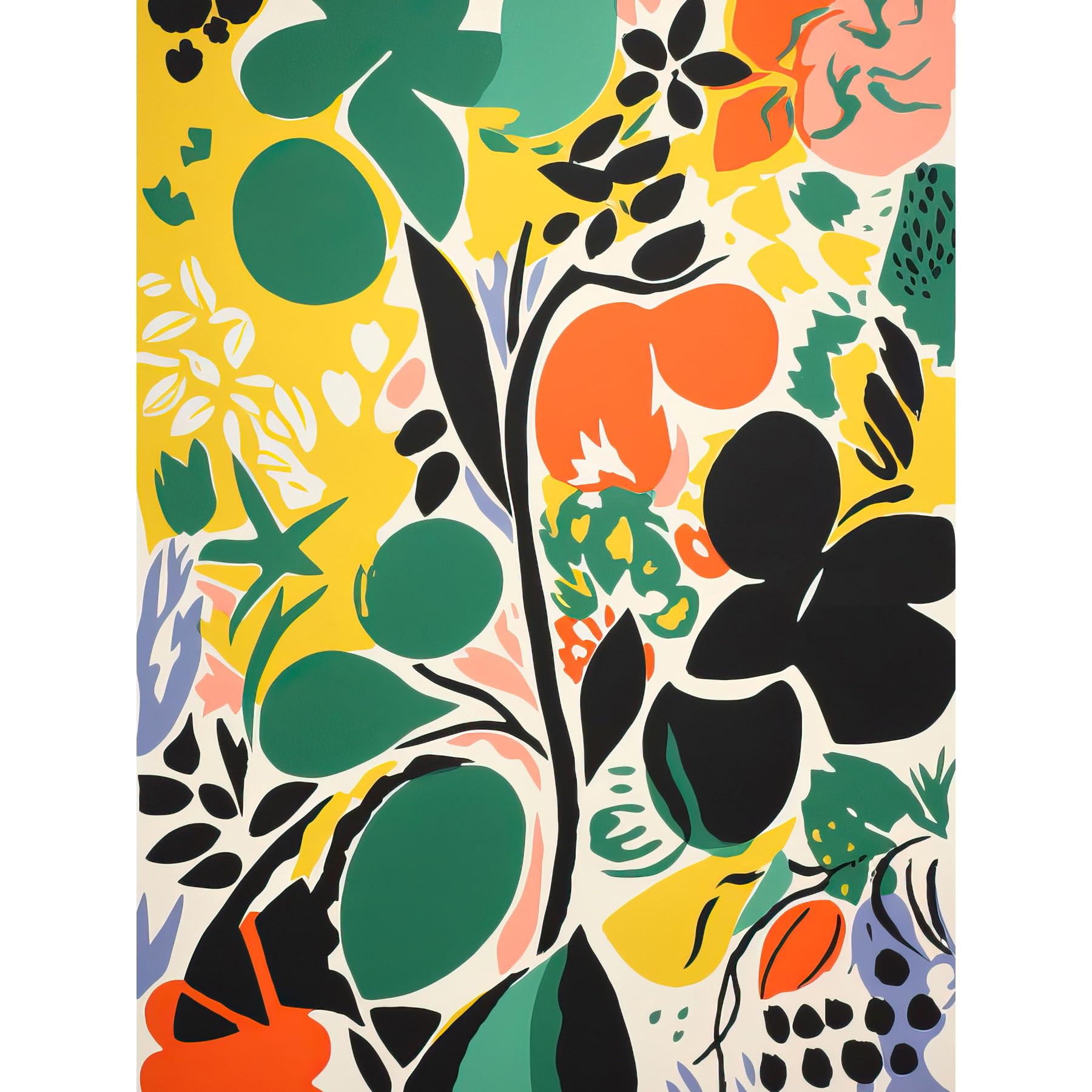 Artery8 Henri Matisse Inspired Botanical Garden Acrylic Painting Abstract Bright Shapes Extra Large XL Wall Art Poster Print