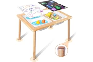 TERRAMUS Kid's Table, Toddler Sensory Table, Play Sand & Water Table with 3 Toy Storage Bins, Wooden Children's Desk for Art, Study, Drawing,Dinning, Activity Table Indoor Outdoor,Gifts for Boys Girls