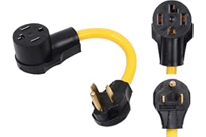ONETAK NEMA 6-50P to 14-30R 240V 50 Amp 3 Prong Male Plug to 4 Prong Female Receptacle Generator Welder Dryer EV Charger Power Cord Adapter Connector