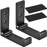 Latomex Folding Coat Hooks, Foldable Wall Hooks for Hanging Aluminum Alloy Cloth Hanger Coat Hanger Headphones Holder Headset Wall Hanger Hook- Pack of 2 (Black)