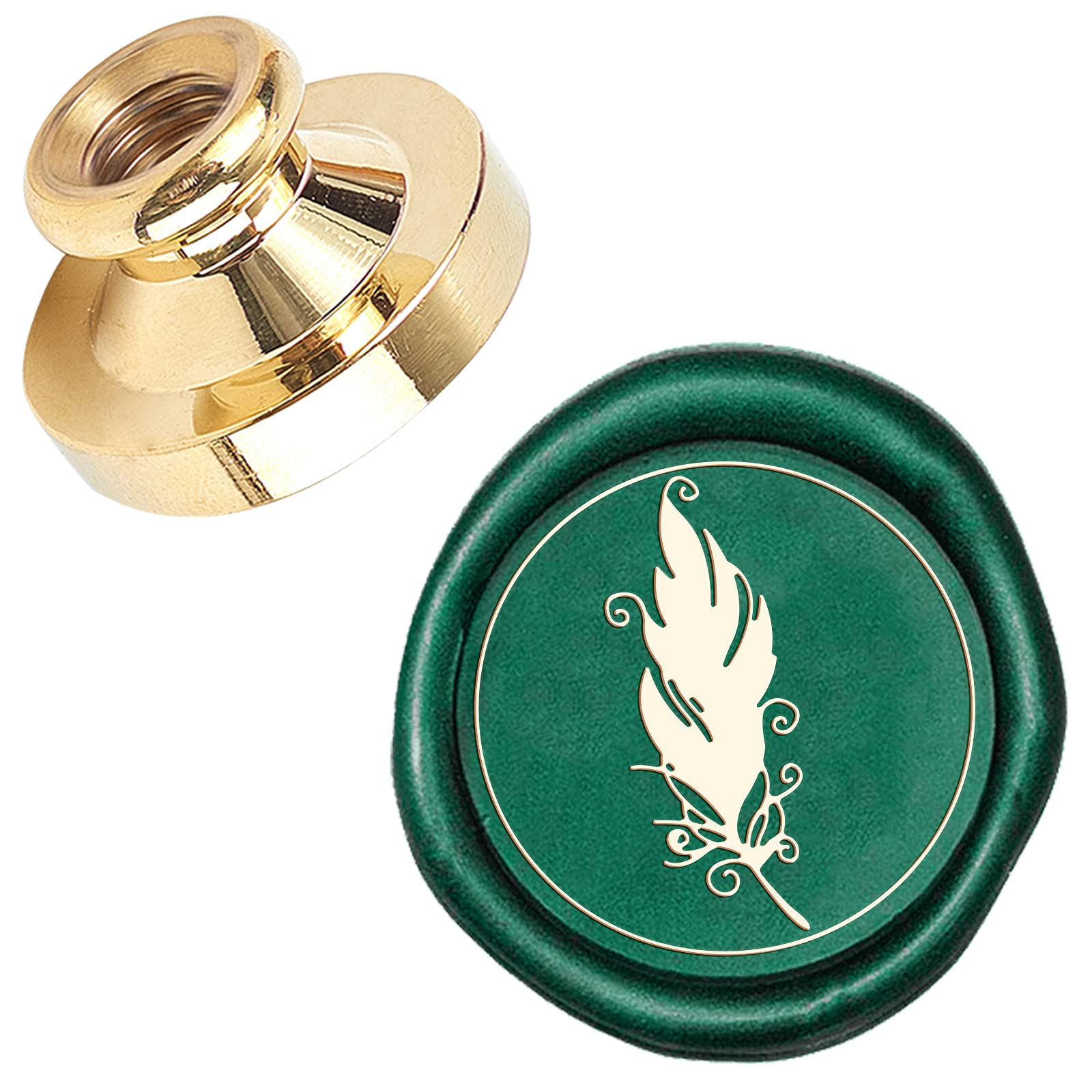 CRASPIRE Wax Seal Stamp Feather Brass Replacement Head 25mm Vintage Sealing Wax Stamp for Envelope Card Invitations Gift Wedding Halloween Christmas New Year