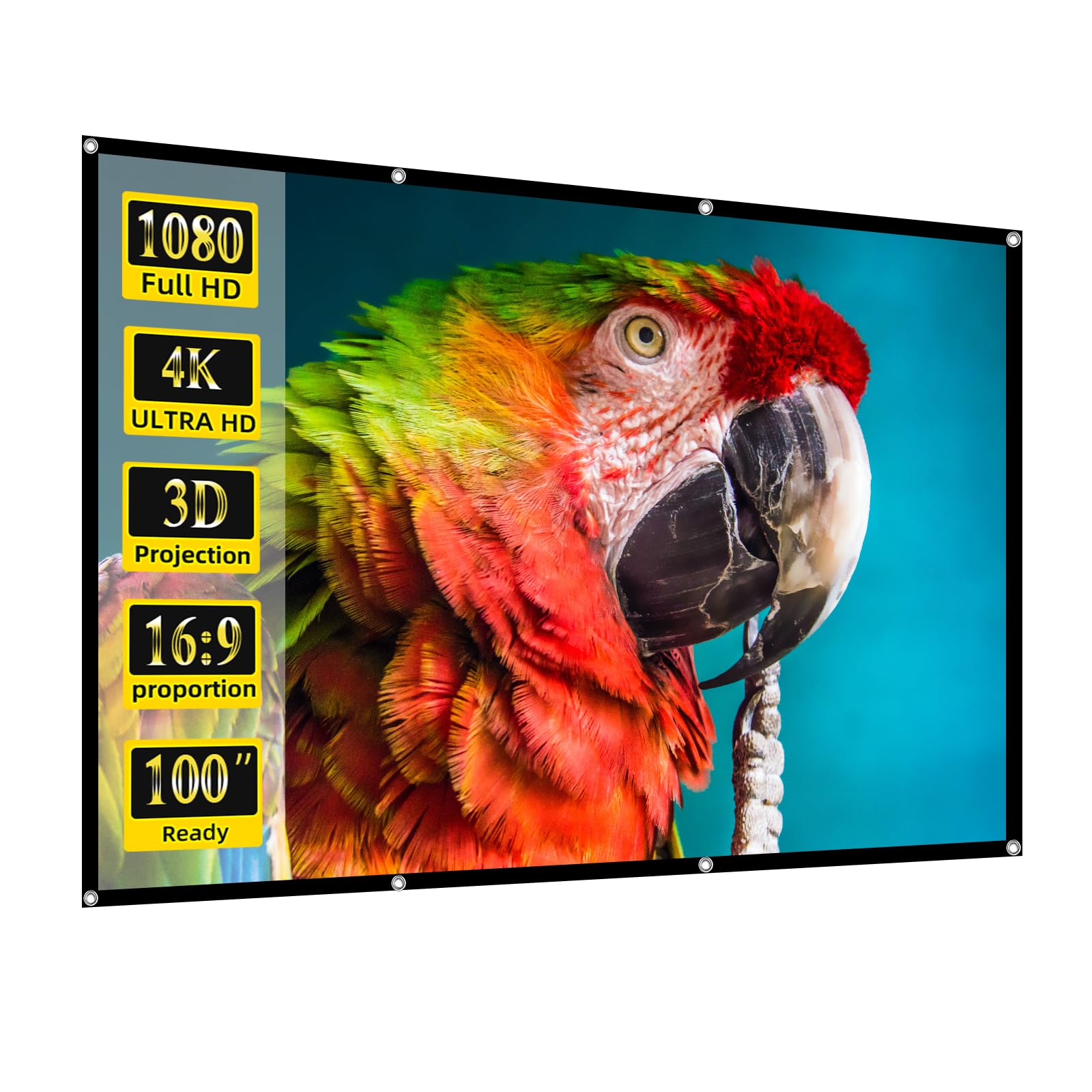 Portable Projector Screen 100 Inch, lejiada Foldable Movie Screen for Outdoor & Indoor Use, 16:9 HD Wrinkle-Free Polyester Rear Projection Screen with Hooks and Ropes, Easy to Carry and Install