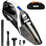 WELIKERA Cordless Handheld Vacuum with Stainless Steel Filter, Rechargeable 12V 100W Lithium Hand Vacuum (Black)