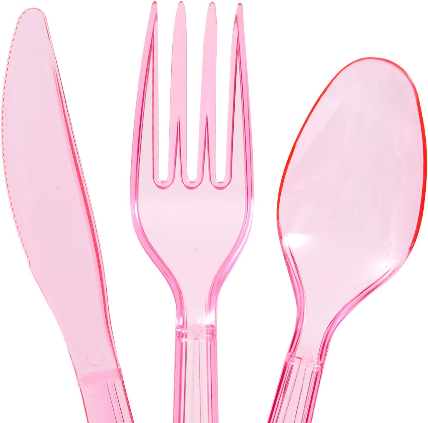 (16 Forks, 16 Spoons & 16 Knives) (Translucent Pink)