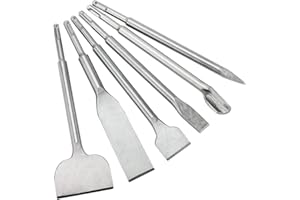 LuckyHigh 6pcs Concrete Drill Chisels Rotary Hammer SDS Plus Bits Set, Tile Chisel, Point Chisel, Gouge Chisel, Wide Chisel, Flat Chisel
