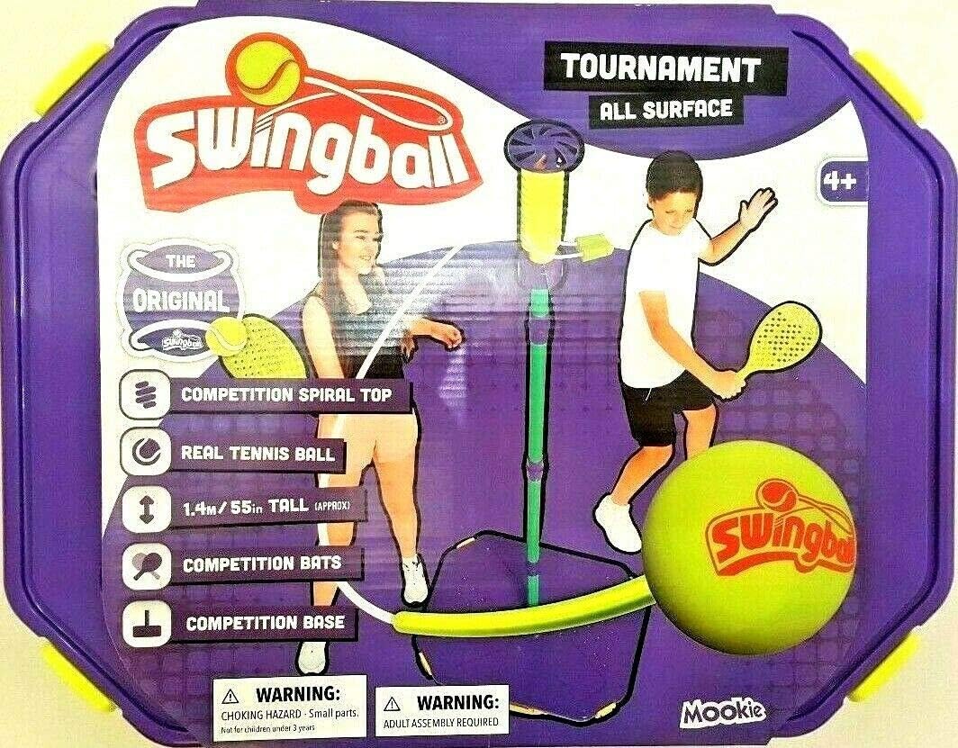 Swingball Tournament Toute Surface - Hauteur Réglable 1.40m - 2 Raquettes + Balle - Enfants 4+