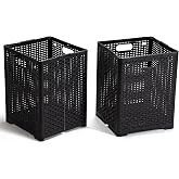Eslite 42L Collapsible Plastic Laundry Baskets,Foldable Laundry Hamper,Pack of 2 (Black)