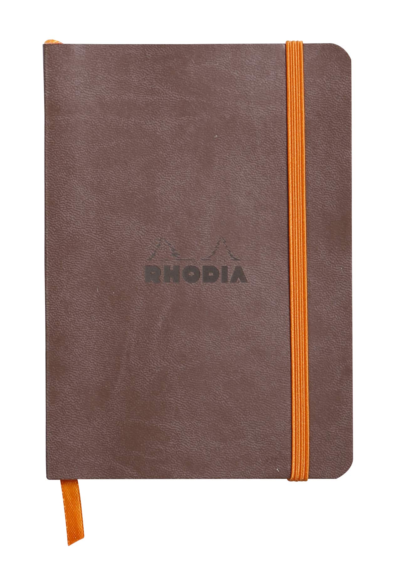 RHODIA 117303C - Chocolate Flexible Notebook - A6 - Lined - 144 pages - Ivory Clairefontaine Paper 90 g/m - Bookmark, Elastic Closure - Faux Leather Cover - Rhodiarama Collection