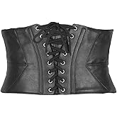 Onwon Elastic Corset Cinch Belt Wide Waist Laceup Cinch Belt Tied with Press Stud Botton