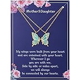 RS Mother Daughter Mom Necklaces Set 2 Butterfly Matching Necklace Women Mother's Day Christmas Valentines Pendant Chain Jewelry Girls Gifts