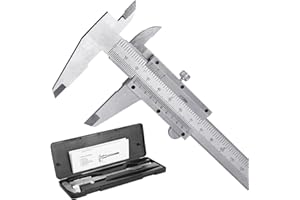 Vsvgmoq 6-Inch/150mm Vernier Caliper Measuring Tool, Fractional Calipers, High-Hardness Steel Mechanical Micrometer, Non-Digital Slide with Dual Imperial/Metric Scale, 0.02 mm&1/128 Inch