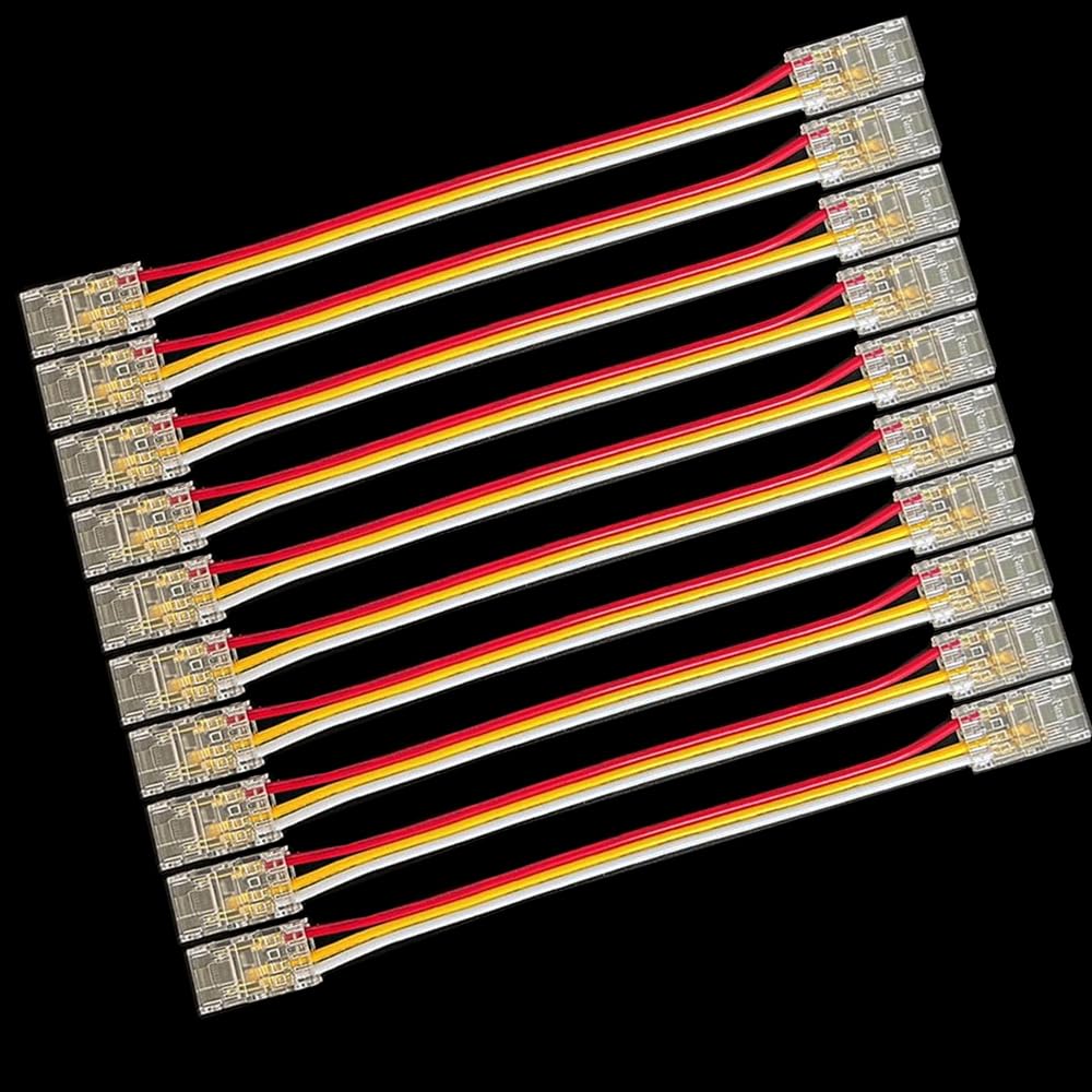 ENQIMAOYI COB LED Strip Connectors,10pcs 3-pin strip to strip Dual End Extension Connectors, for 8mm CCT COB LED Strip light