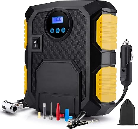 Amazon 電動エアコンプレッサー Silivn 空気入れ 車用 電動エアポンプ エアーこんぷれっさー 小型コンプレッサー 12v 1w 静音 小型 携帯便利 自動車 自転車 ボール 浮輪適用 Ledライト 日本語取扱説明書 1年保証 エアコンプレッサー