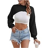 GORGLITTER Women's Cropped Sweater Shurg Bolero Long Sleeve Long Sleeve Fall Trendy 2025 Knit Pullover Top