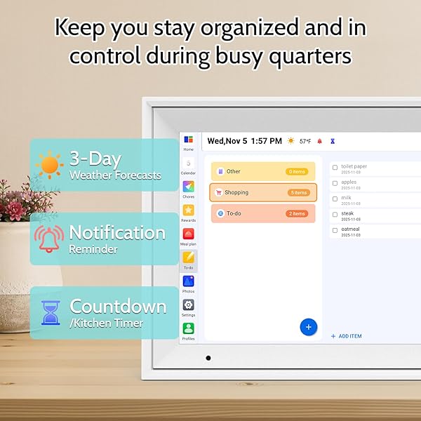 LINKDAZE DIGITAL CALENDAR 10.1” ELECTRONIC CALENDAR FOR FAMILY SCHEDULES, WIFI SMART CALENDAR BUILT-IN 32GB MEMORY, 1280 * 800 IPS HD TOUCHSCREEN INTERACTIVE FAMILY PLANNER & MEAL PLANNER-WHITE