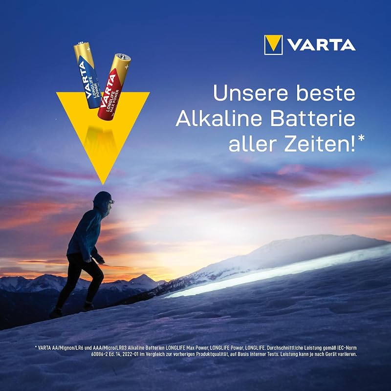 Batterien AAA, 10 Stück, Longlife Power, Alkaline, 1,5V, ideal für Spielzeug, Funkmaus, Taschenlampen, Made in Germany