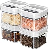MR.SIGA 4 Pack Airtight Food Storage Container Set, BPA Free Kitchen Pantry Organization Canisters, One-handed Airtight Cereal Snack Candy Storage Containers, 360ml / 12.2oz, Small, White