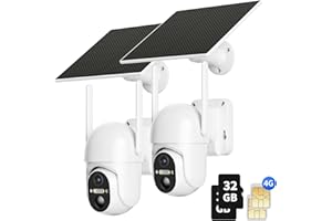 Ebitcam 4G LTE Cellular Security Cameras Include SD&SIM Card, Solar Powered Camera No WiFi Needed, 2K Live Video, 360° View, Color Night Vision, Motion&Siren Alert, Remote Access&Playback via Phone