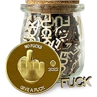 300 PCS Wooden Fucks To Give - Funny Gag Gift Jar With Letter Pieces For Stress Relief & Office Decor