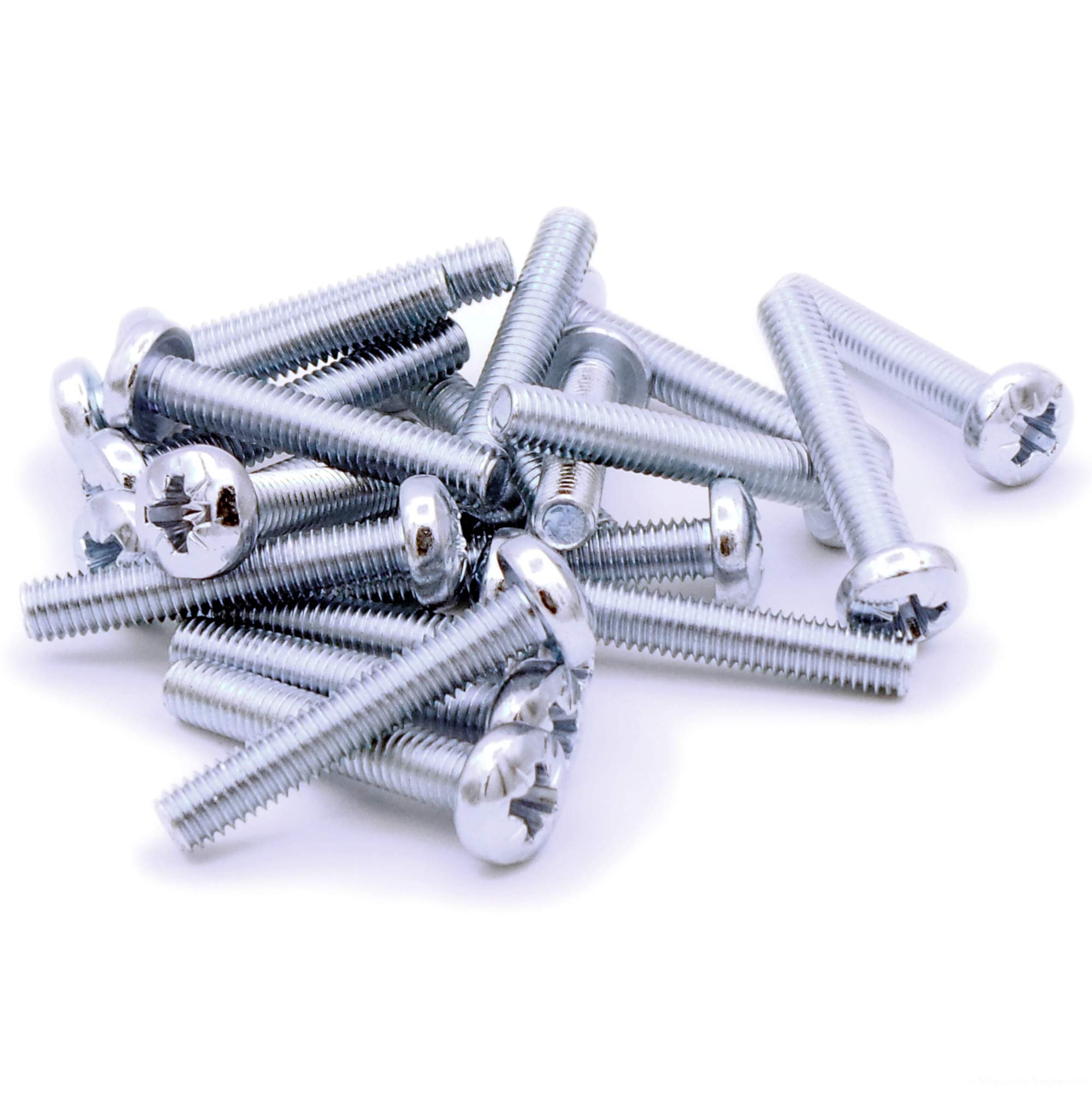 M6 (6mm x 50mm) Pozi Pan Machine Screw (Bolt) - Steel (Pack of 20)