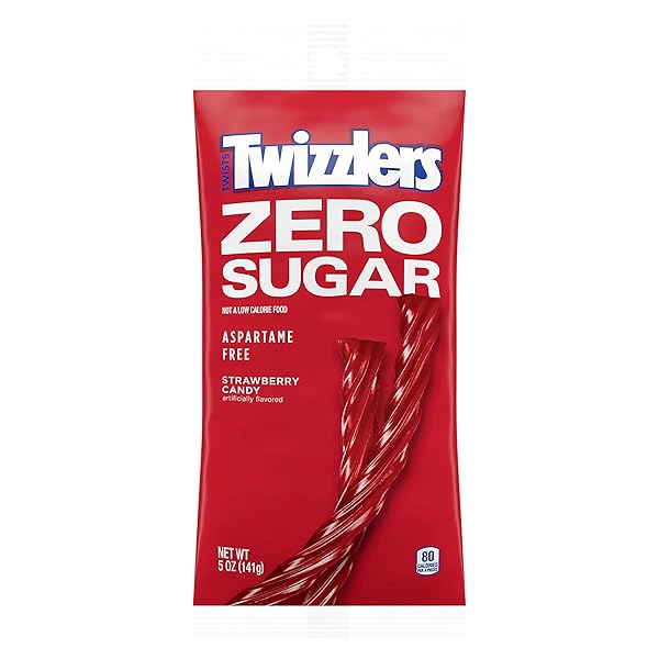 TWIZZLERS ZERO SUGAR TWISTS STRAWBERRY FLAVORED LICORICE STYLE, CANDY BAG, 5 OZ