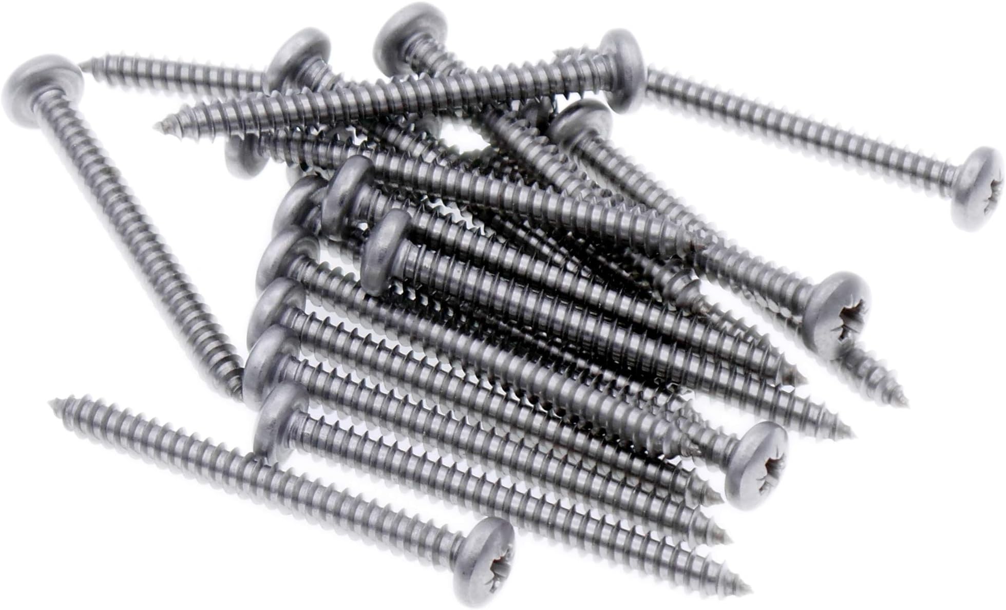 No.14 x 0.875 (6.3mm x 22mm) Pozi Pan Self-Tapping Screw - Stainless Steel (A2) (Pack of 20)