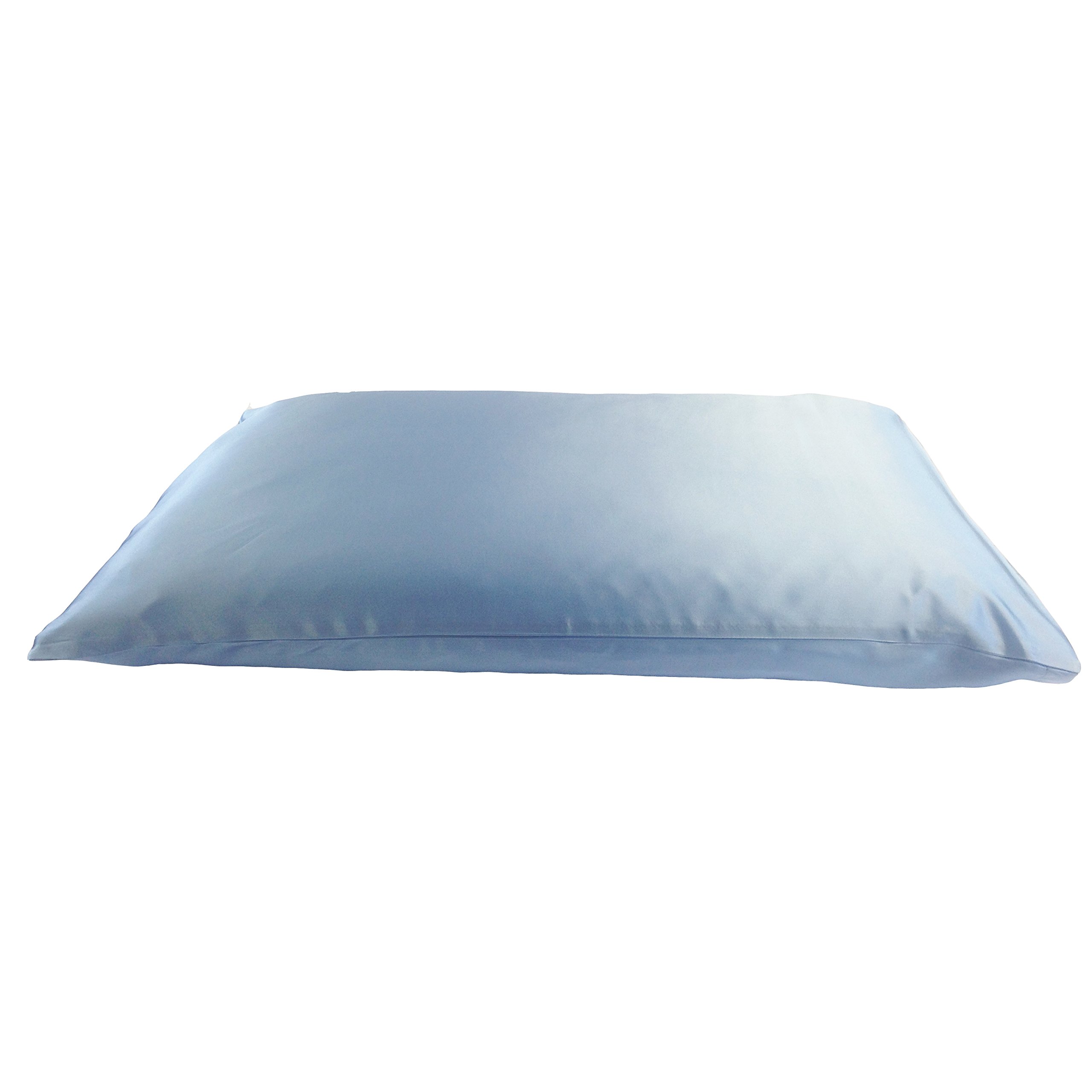 Jasmine Silk 100% 19 Momme Mulberry Charmeuse Silk Pillowcase for Hair and Skin 50 cm x 75 cm Envelope Closure - RRP £35 (Blue)