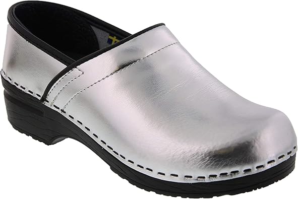 silver leather mules