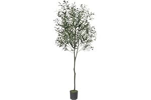 VIAGDO Artificial Olive Tree 6ft Tall Fake Potted Olive Silk Tree with Planter Large Faux Olive Branches and Fruits Artificial Tree for Home Office Living Room Decor Indoor, 1176 Leaves