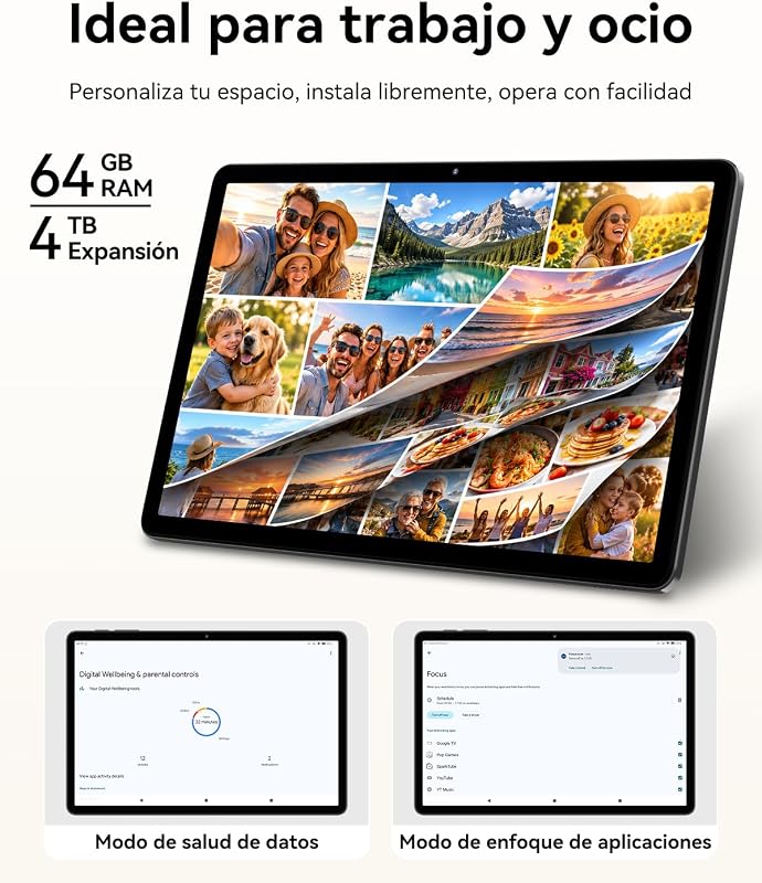 T30 Tablet Android 16 de 11 polegadas (64GB+4TB), Tablet de Estudo