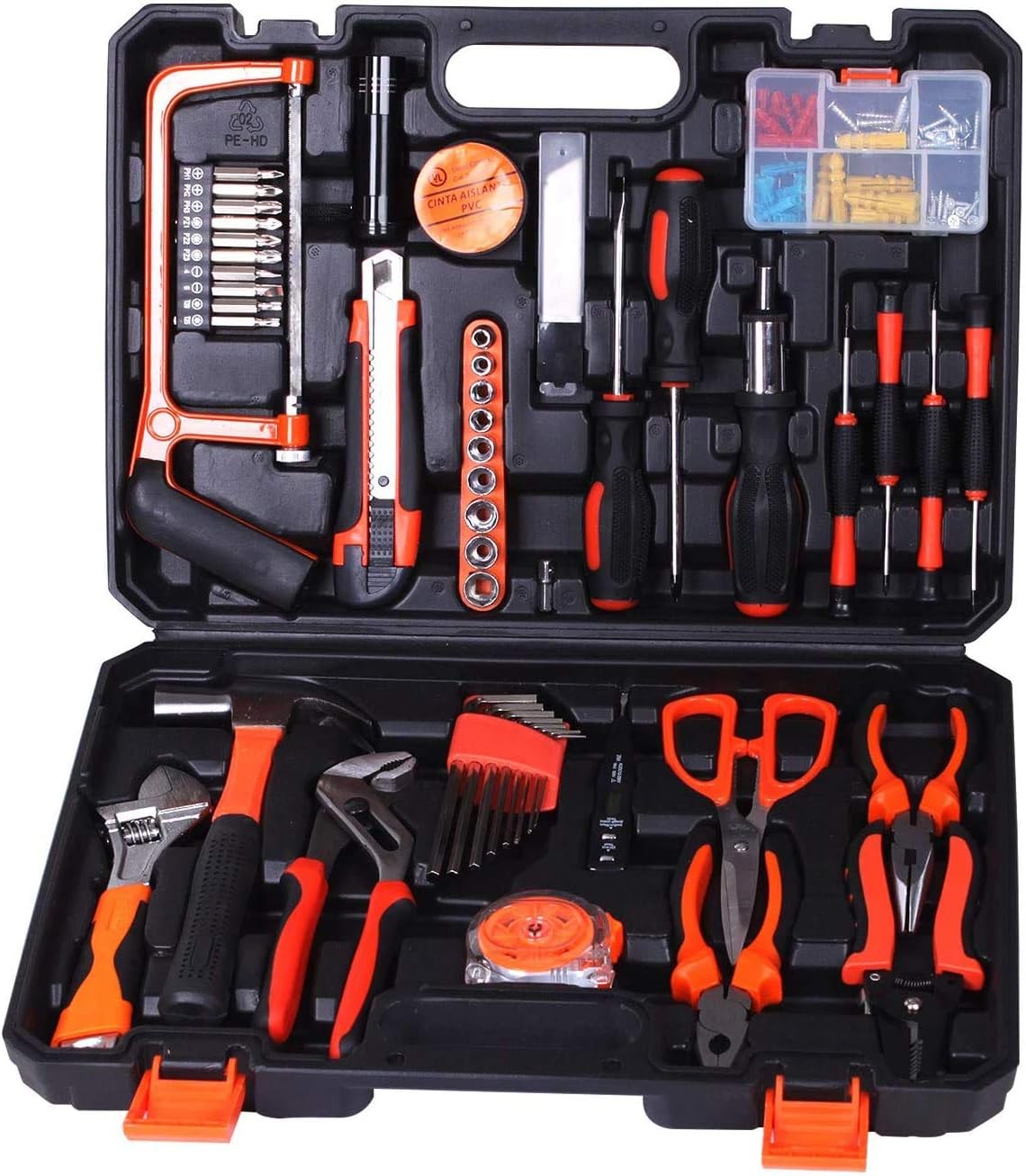 Birtech Tool Kit 102 Piece Home Repair Tool Set with Plastic Tool Box