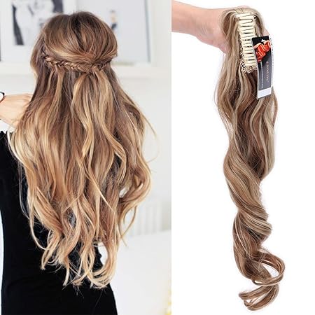 Clip in Extensions Pferdeschwanz Haarteil Gewellt Ponytail Extensions Haarverlängerung 24'(60cm) #12P24 Ombre