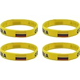 LLBFHH 4 Pcs Colombia Colombians Country Flag Rubber Bracelets, National Flag Silicone Bracelet, Rubber Wristbands Patriotic Decorations Gift
