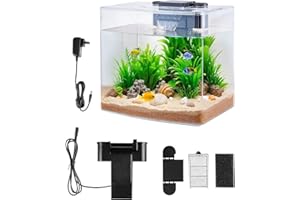 VEVOR Fish Tank Aquarium, 3.5 Gallon Arch Ultra-Clear GPPS Starter Smart Tank Adjustable 3 Color Lighting, Self Cleaning System Fishbowl for Freshwater & Saltwater Fish Home, Office, or Pet Use
