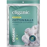 Cliganic Organic SUPER JUMBO Cotton Balls, 100 Count - Biodegradable, Hypoallergenic, Absorbent, Large Size, 100% Pure Certif