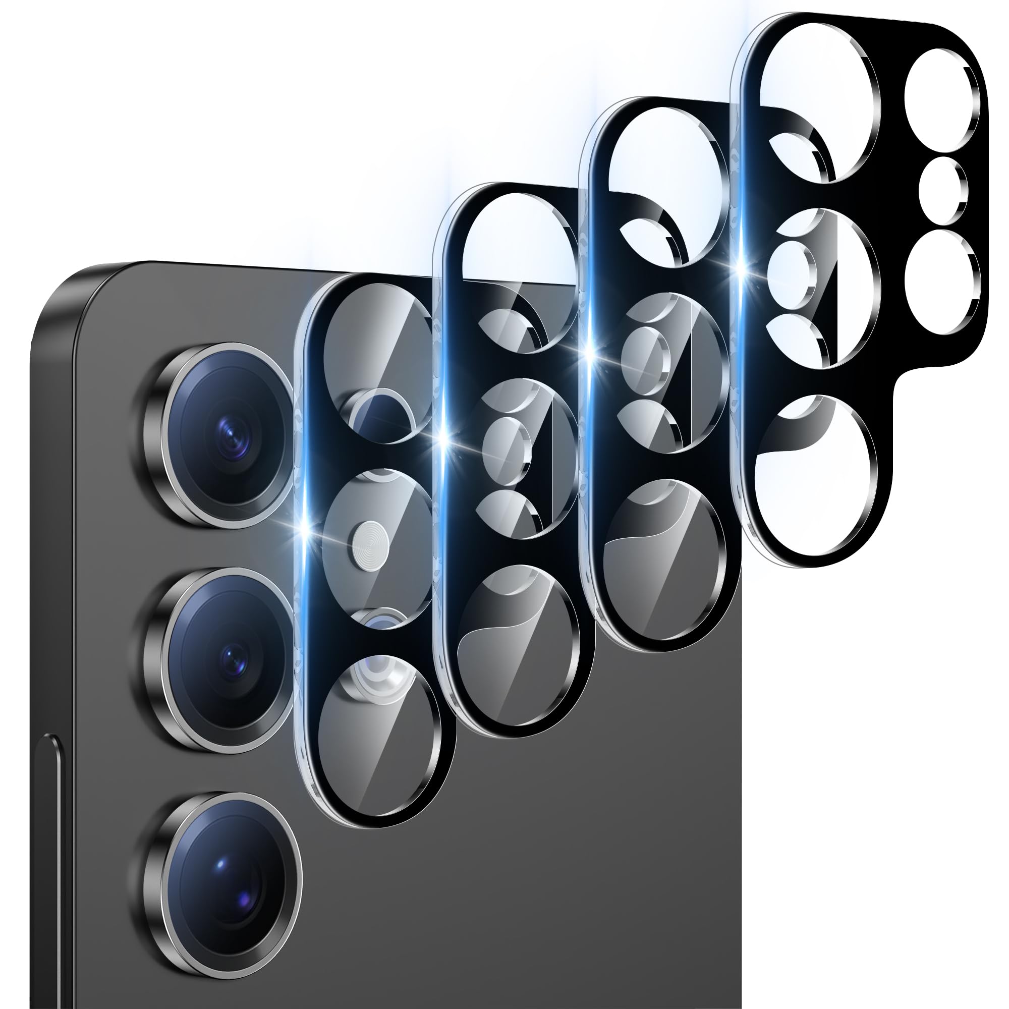 4 Pack Camera Lens Screen Protector for Samsung Galaxy S25 Ultra, 9H Tempered Glass Camera Lens Cover Decoration Compatible with Galaxy S25 Ultra, Case Friendly, High Definition, Scratch-Resistant