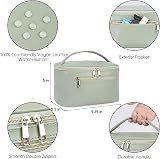 Wandering Nature Travel Makeup Bag with Brush Compartment Green PU Leather view 5