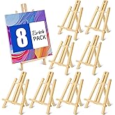 ESRICH 8 Pack 11.8" Wood Easels,Tabletop Easel for Painting,Painting Party, Displaying Canvases, Kids Student Table School Desktop, Portable Canvas Photo Picture Sign Holder