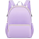 Cunno 1 Piece Nylon Backpack Kids School Backpack for Toddler Girls Boys Plain Waterproof Preppy Bookbags Travel for Student (Purple)