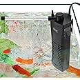 hygger Submersible Aquarium Power Filter 80 GPH for 3-10 Gallon Fish Tank Corner Internal Filter with Bio Ball Sponge 3-Stage Filtration System