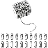 Topacket 33Feet Ball Bead Chain Stainless Steel Dog Tag Chain with Matching Connectors for Jewelry Making Necklace Hanging Bracelets Keychain(4.0mm)