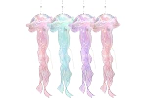 4Pcs Jellyfish Lanterns Decorative Jellyfish Paper Lanterns Hanging Jelly Fish Light Lamp LED Decor for Birthday Wedding Baby
