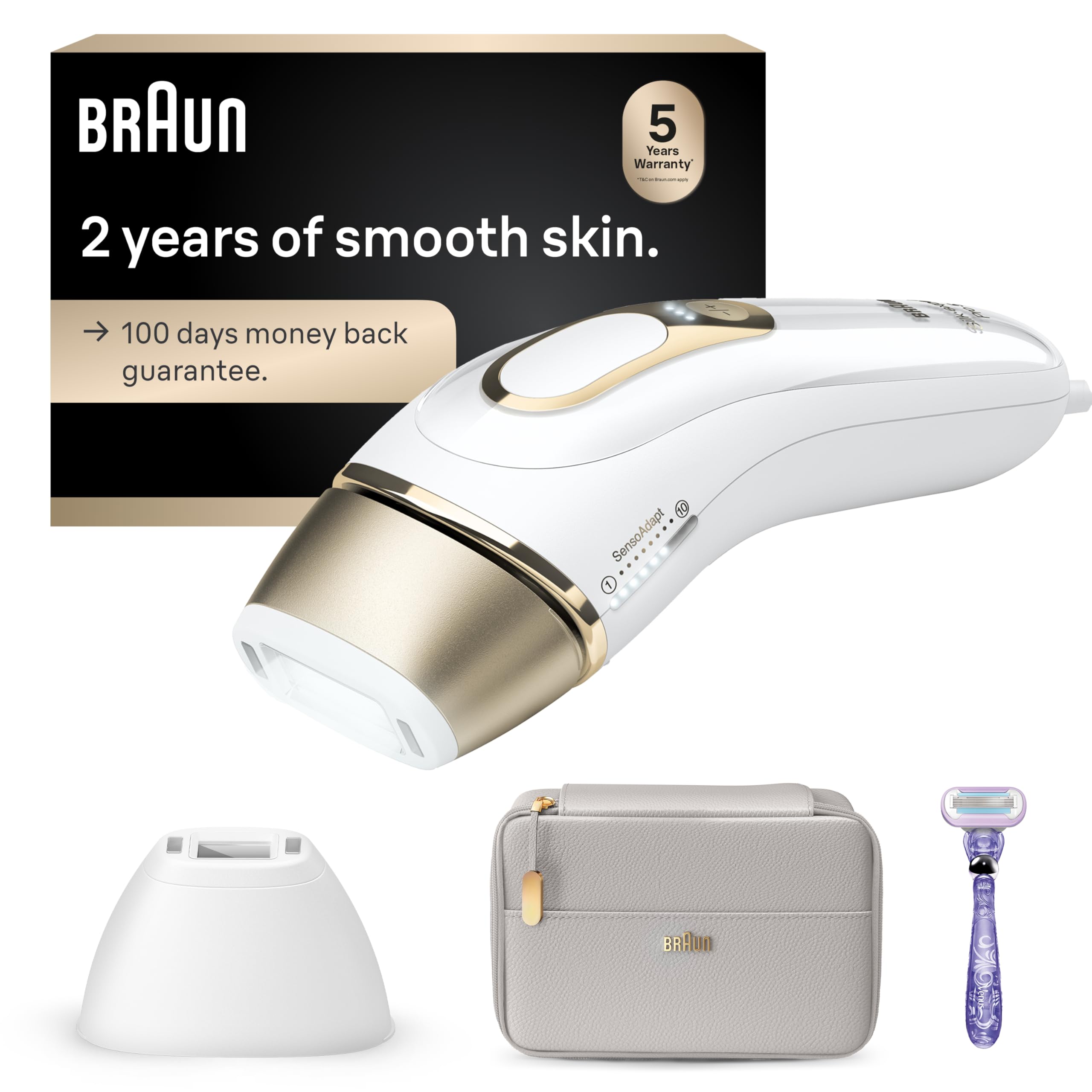 Photo 1 of Braun IPL Silk·Expert Pro 5 PL5157 Latest Generation IPL, Permanent Visible Hair Reduction, at-Home Hair Removal System with Soft Pouch and Precision Head
