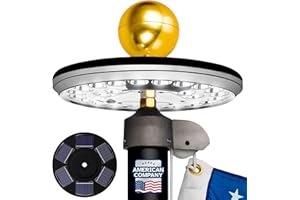 Deneve Deluxe Solar Flag Pole Light Solar Powered - 1300 Lumen for Flagpole, 26 LED Top Mount Flagpole Lights for 20-25 ft In-Ground Poles - 20% More Coverage & 12+ Hour Battery