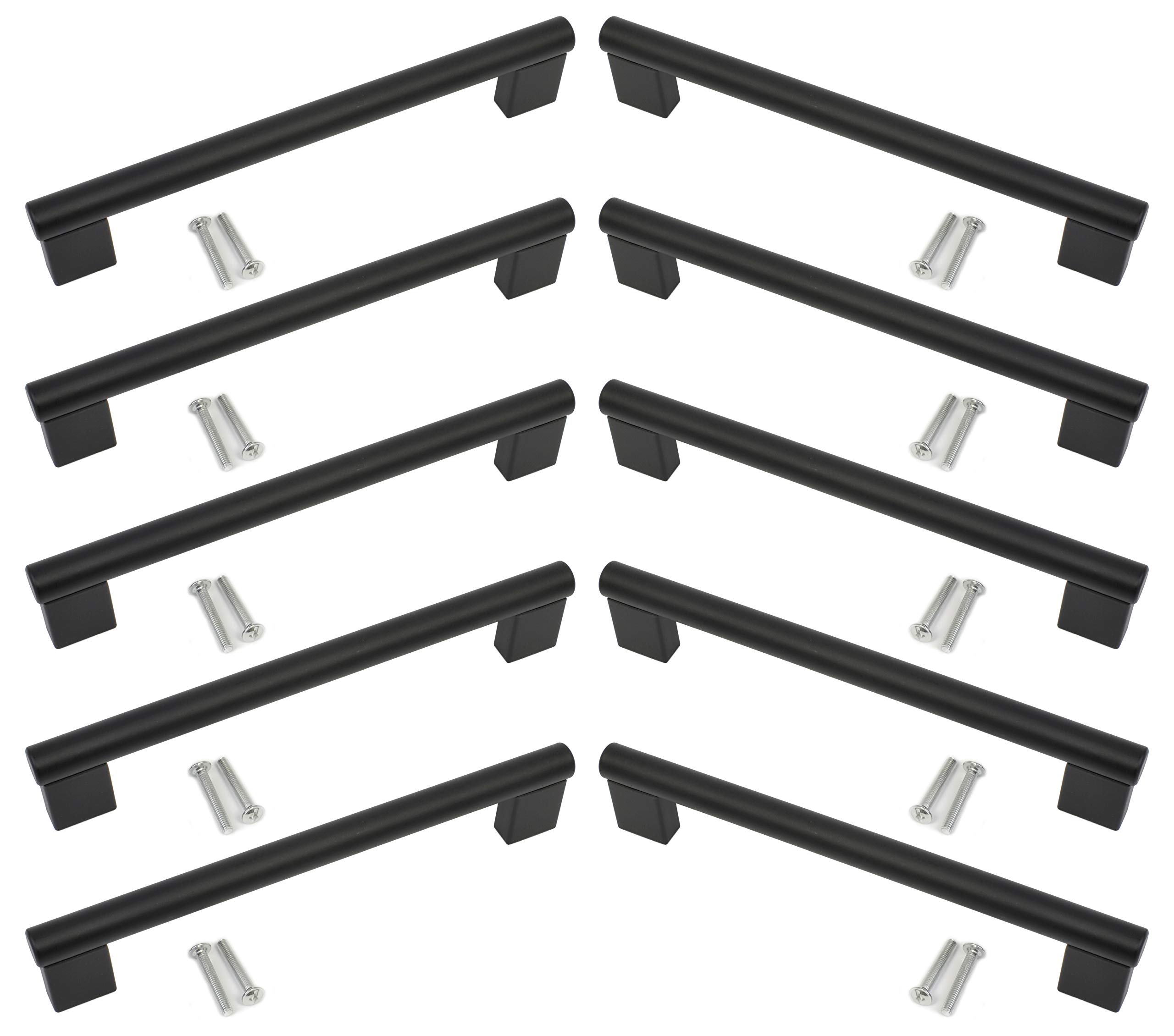 BSM Marketing Keyhole Boss T Bar Cabinet Handles Black Matt 160mm Modern Kitchen Pulls Pack of 10