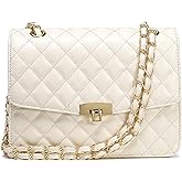 DIUY Quilted Leather Crossbody Bags for Women Trendy Ladies Shoulder Purse Satchel HandBag with Chain Strap
